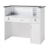 VEVOR Reception Desk, 50 inch Rectangular Front Counter Table, Modern Office Reception Desk with Light Strip, 3 Drawers & Storage Cabinets, Retail Counter Table for Checkout, Lobby, Salon, Office