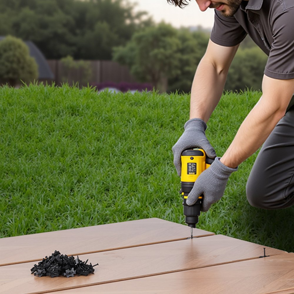 VEVOR 900PCS Hidden Deck Fasteners for Composite Decking Board, Universal Composite T Clips & Plastic Hidden Fasteners with Metal Screws,Polypropylene PP Clips Works with 0.26 inch Gaps, Black