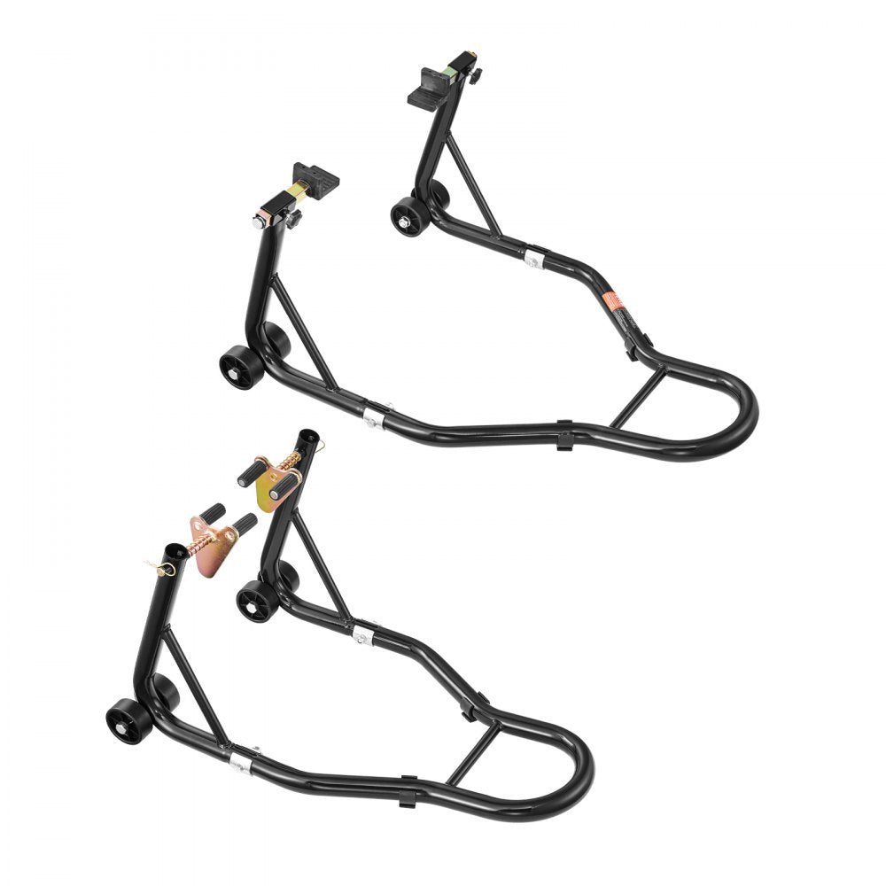 VEVOR Motorcycle Stand Lift, 1100lbs Capacity Front Rear Combo Stand Lift, Front Wheel Dual-Fork Stand, Rear U+L Fork Swingarm Spool Stand, for Most Yamaha Honda Kawasaki Suzuki Motorcycles, Black