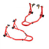 VEVOR Motorcycle Stand Lift, 850lbs Capacity Front Rear Combo Stand Lift, Front Wheel Dual-Fork Stand, Rear U+L Fork Swingarm Spool Stand, for Most Yamaha Honda Kawasaki Suzuki Motorcycles, Red