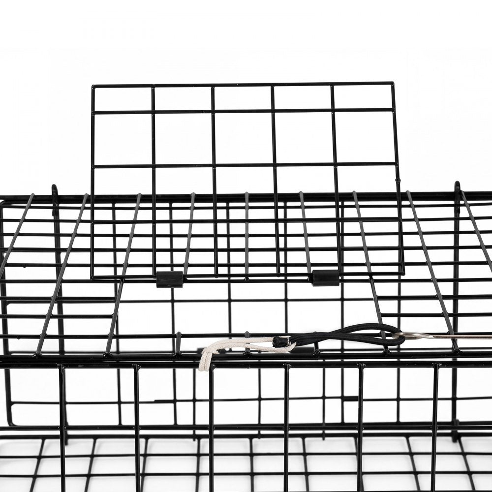 VEVOR Crab Trap, 2 Packs, 24.4x24.4x11.8 inch Heavy Duty Large Crab Pot Trap for Dungeness, Black PVC Coated Wire Mesh for Stealth, with Gauge, Red/White Float, 100ft Leaded Core Rope, and Gloves