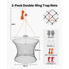 VEVOR Double Ring Crab Trap, 24 inch Top, 20 inch Bottom, Two Rings Crab Kit, Foldable Fishing Net with Gauge, 60 ft Rope, Wire Grid Bottom, Rock and Blue Crab, Dock & Pier Crabbing, 2 Set