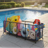 VEVOR Pool Storage Bin, 103 x 32 x 35 in, Rolling Pool Float Storage Organizer with Side Pockets & Noodles Holder, Durable Metal Frame, Poolside Toys Breathable Mesh Basket for Swimming Pools