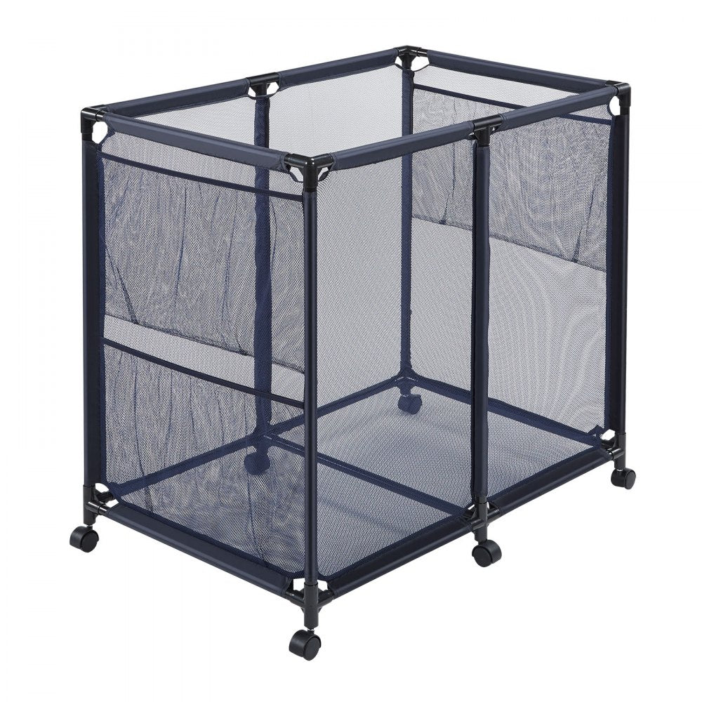 VEVOR Pool Storage Bin, 36.8 x 24 x 35.6 in, Rolling Pool Float Storage Organizer with Side Pockets & Casters, Heavy Duty Metal Frame, Poolside Toys Noodles Holder Mesh Basket for Swimming Pools