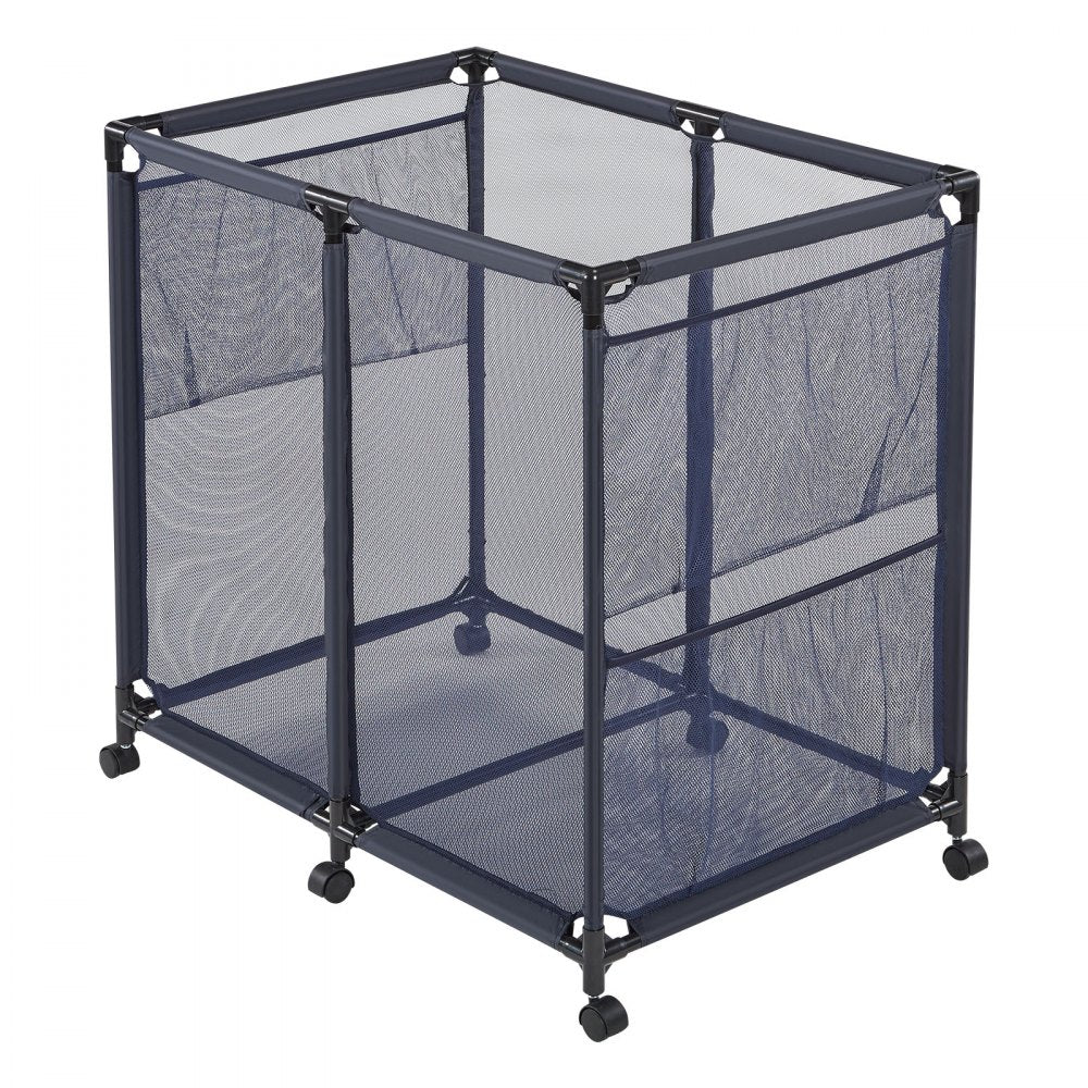 VEVOR Pool Storage Bin, 36.8 x 24 x 35.6 in, Rolling Pool Float Storage Organizer with Side Pockets & Casters, Heavy Duty Metal Frame, Poolside Toys Noodles Holder Mesh Basket for Swimming Pools