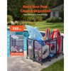 VEVOR Pool Storage Bin, 48.8 x 32.7 x 32.7 in, Rolling Pool Float Storage Organizer with Side Pockets & Casters, Heavy Duty Metal Frame, Poolside Toys Noodles Holder Mesh Basket for Swimming Pools