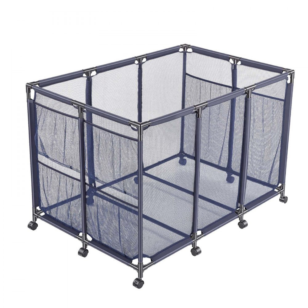 VEVOR Pool Storage Bin, 48.8 x 32.7 x 32.7 in, Rolling Pool Float Storage Organizer with Side Pockets & Casters, Heavy Duty Metal Frame, Poolside Toys Noodles Holder Mesh Basket for Swimming Pools