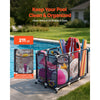 VEVOR Pool Storage Bin, 47.2 x 30.2 x 34 in, Rolling Pool Float Storage Organizer with Side Pockets & Casters, Heavy Duty Plastic Frame, Poolside Toys Noodles Holder Mesh Basket for Swimming Pools