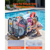 VEVOR Pool Storage Bin, 62.6 x 32 x 36 in, Rolling Pool Float Storage Organizer with Side Pockets & Casters, Durable Plastic Frame, Poolside Toys Noodles Holder Mesh Basket for Swimming Pools