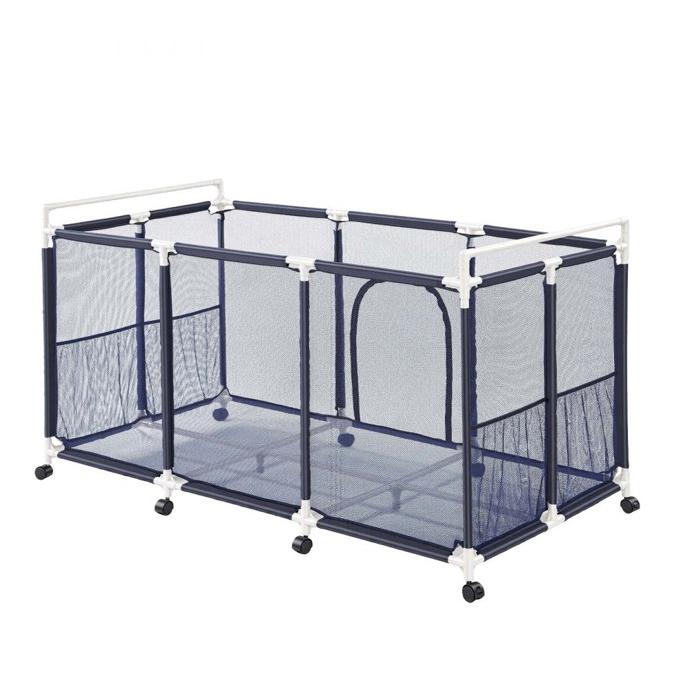 VEVOR Pool Storage Bin, 62.6 x 32 x 36 in, Rolling Pool Float Storage Organizer with Side Pockets & Casters, Durable Plastic Frame, Poolside Toys Noodles Holder Mesh Basket for Swimming Pools