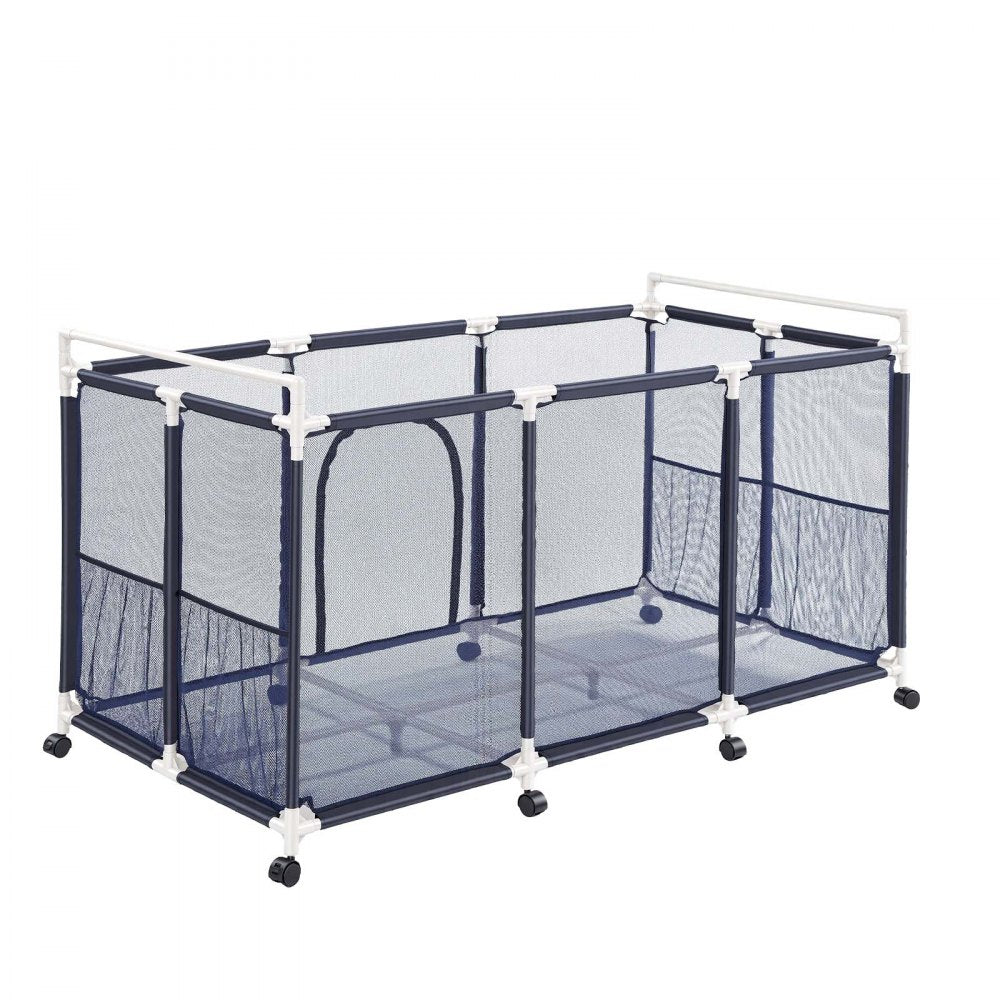 VEVOR Pool Storage Bin, 62.6 x 32 x 36 in, Rolling Pool Float Storage Organizer with Side Pockets & Casters, Durable Plastic Frame, Poolside Toys Noodles Holder Mesh Basket for Swimming Pools