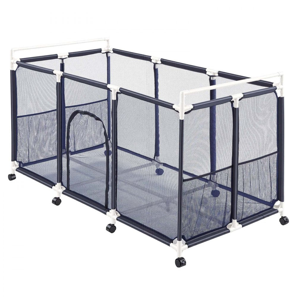 VEVOR Pool Storage Bin, 62.6 x 32 x 36 in, Rolling Pool Float Storage Organizer with Side Pockets & Casters, Durable Plastic Frame, Poolside Toys Noodles Holder Mesh Basket for Swimming Pools