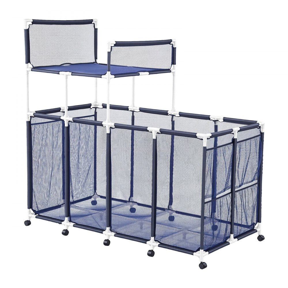 VEVOR Pool Storage Bin, 64.96 x 33.46 x 64.96 in, Rolling Pool Float Storage Organizer with Side Pockets & Noodles Holder Rack, Durable Plastic Frame, Poolside Toys Mesh Basket for Swimming Pools