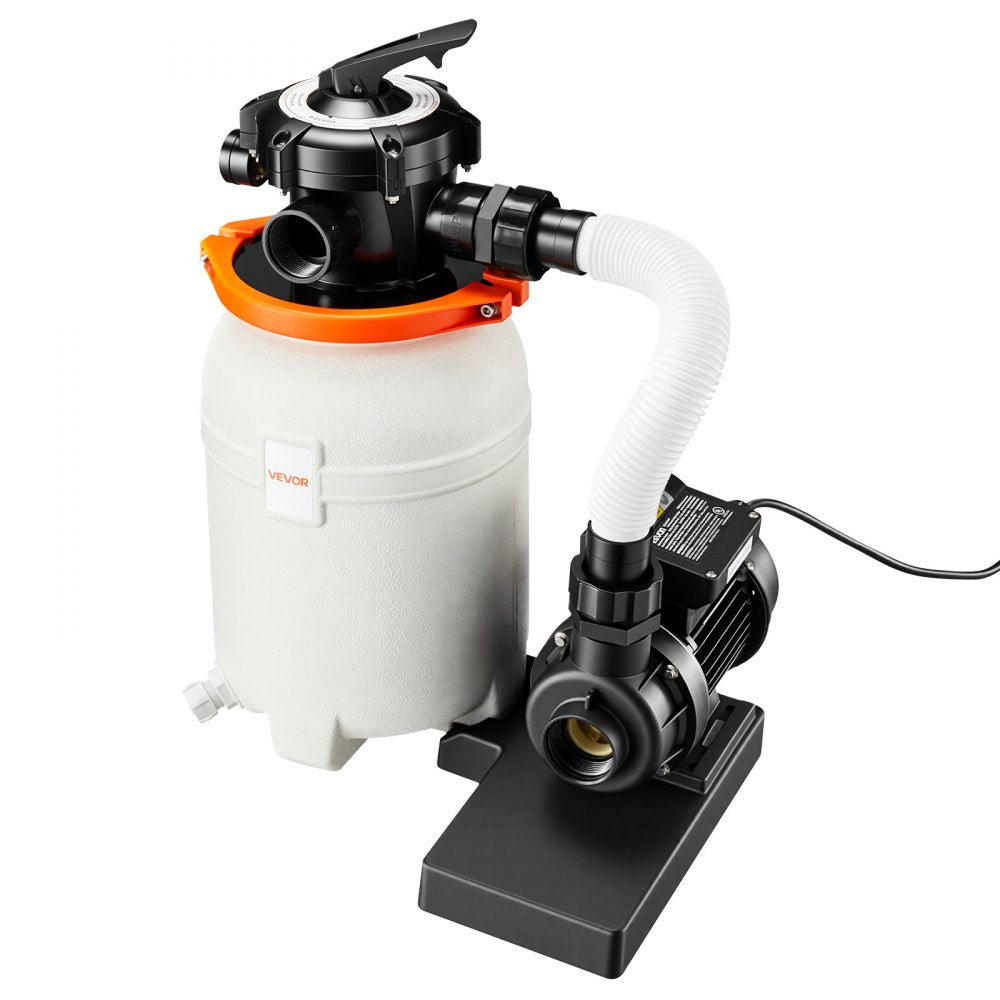 VEVOR 10 in Sand Filter Pump for Above Ground Pool, 0.33 HP 3000 GPH, Swimming Pool Sand Filter Pump with Pre-Assembled Core & Leak-Resistant Design, 6-Way Valve, High-Efficiency Filtration for Pools