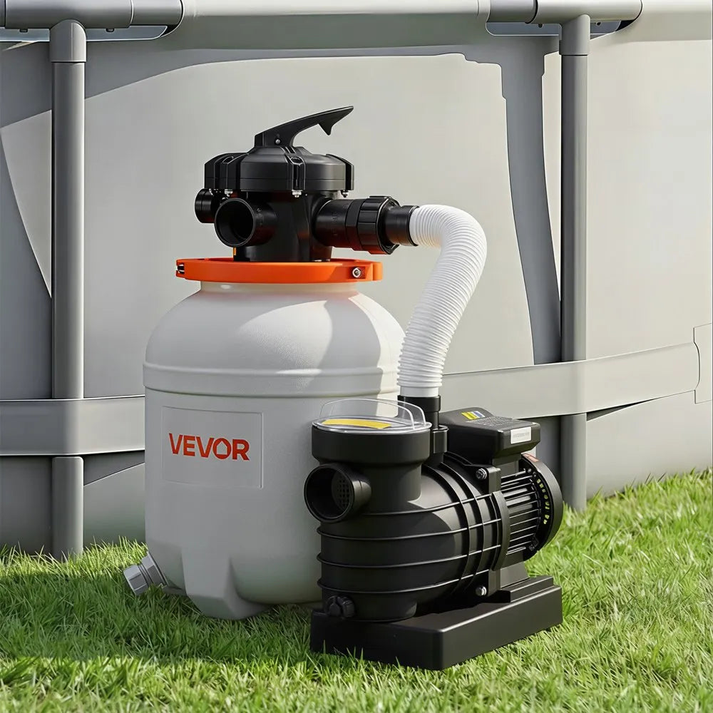 VEVOR FlashPure Sand Filter Pump, 12 in for Above Ground Pool, 0.5 HP 3000 GPH, Swimming Pool Filter System with Timer, 6X Faster Filtration, Media Installed, Leak-Resistant, Ready to Use Out of Box