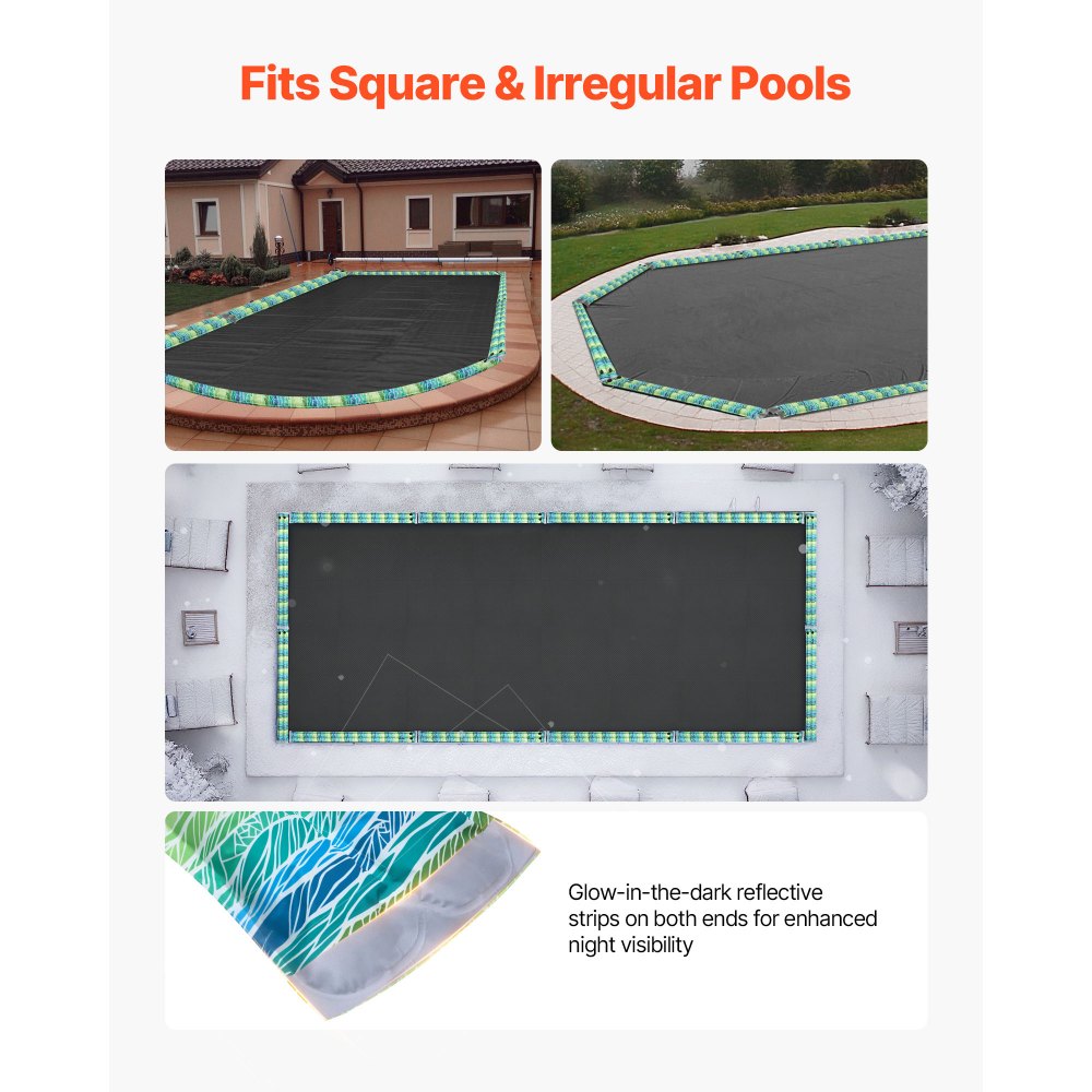 VEVOR Pool Cover Water Bags, 5 Packs 8 Ft, Double Chamber Pool Cover Water Tubes with Reflective Strips, 0.3mm Thick PVC Bags Weights with Leakproof Screw Cap, for Winter Inground Swimming-Pool Covers
