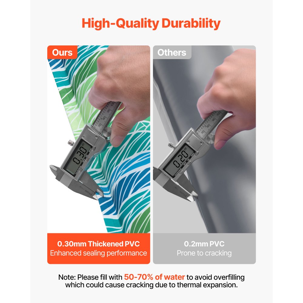 VEVOR Pool Cover Water Bags, 5 Packs 8 Ft, Double Chamber Pool Cover Water Tubes with Reflective Strips, 0.3mm Thick PVC Bags Weights with Leakproof Screw Cap, for Winter Inground Swimming-Pool Covers