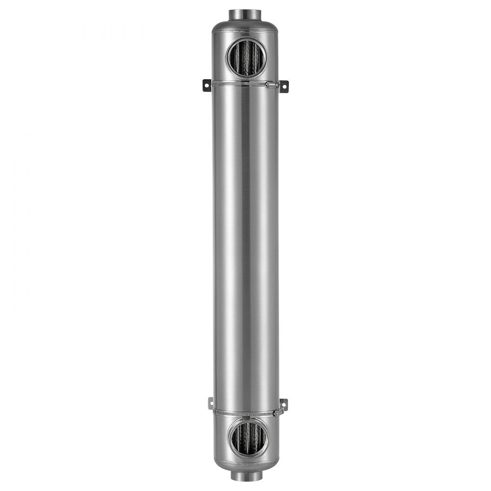 VEVOR Pool Heat Exchanger, 600K BTU Swimming Pool Heater Exchanger, 316L Stainless Steel Construction, High Efficiency Water to Water Transfer Heating System for Spa, Hot Tub, Indoor/Outdoor, Silver