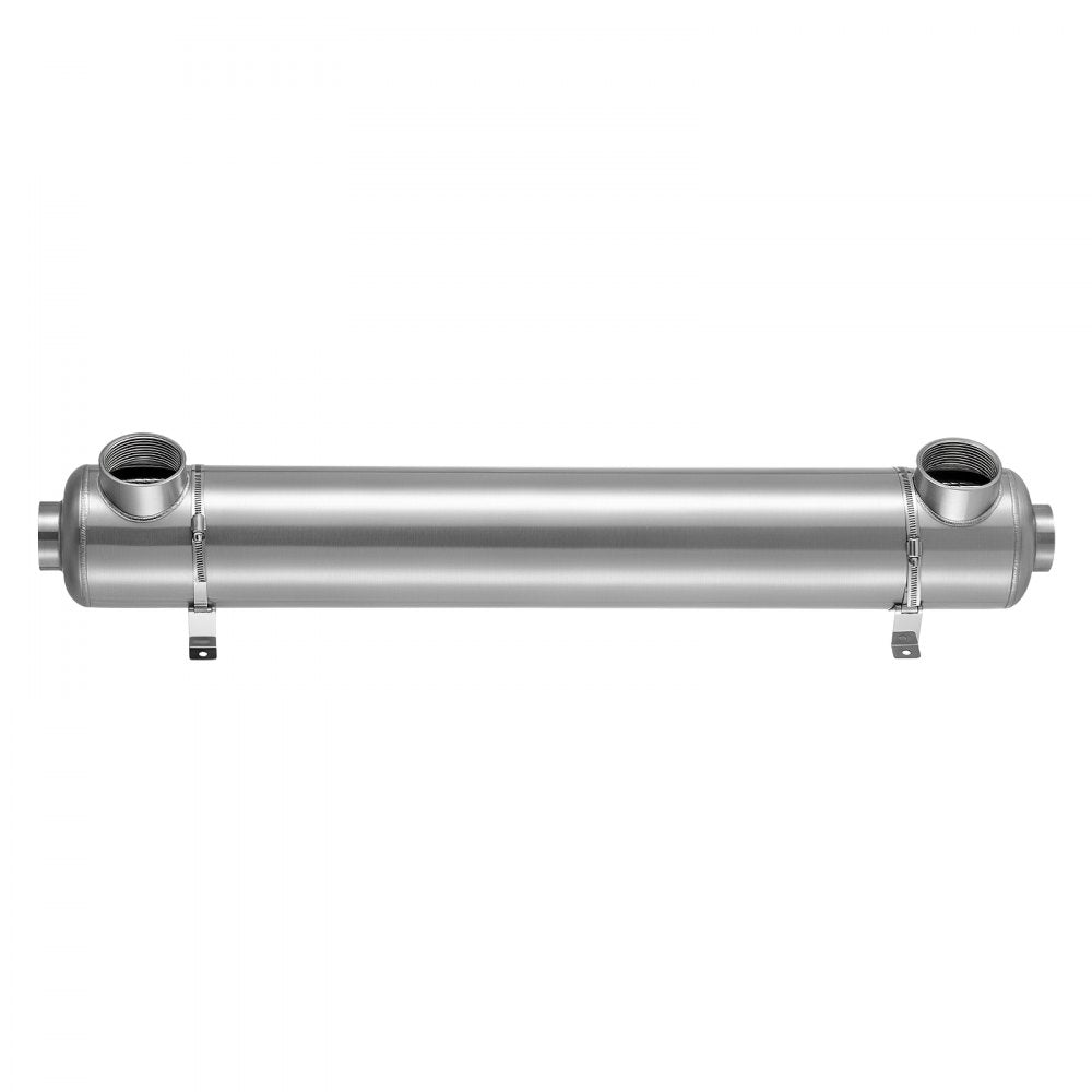 VEVOR Pool Heat Exchanger, 600K BTU Swimming Pool Heater Exchanger, 316L Stainless Steel Construction, High Efficiency Water to Water Transfer Heating System for Spa, Hot Tub, Indoor/Outdoor, Silver