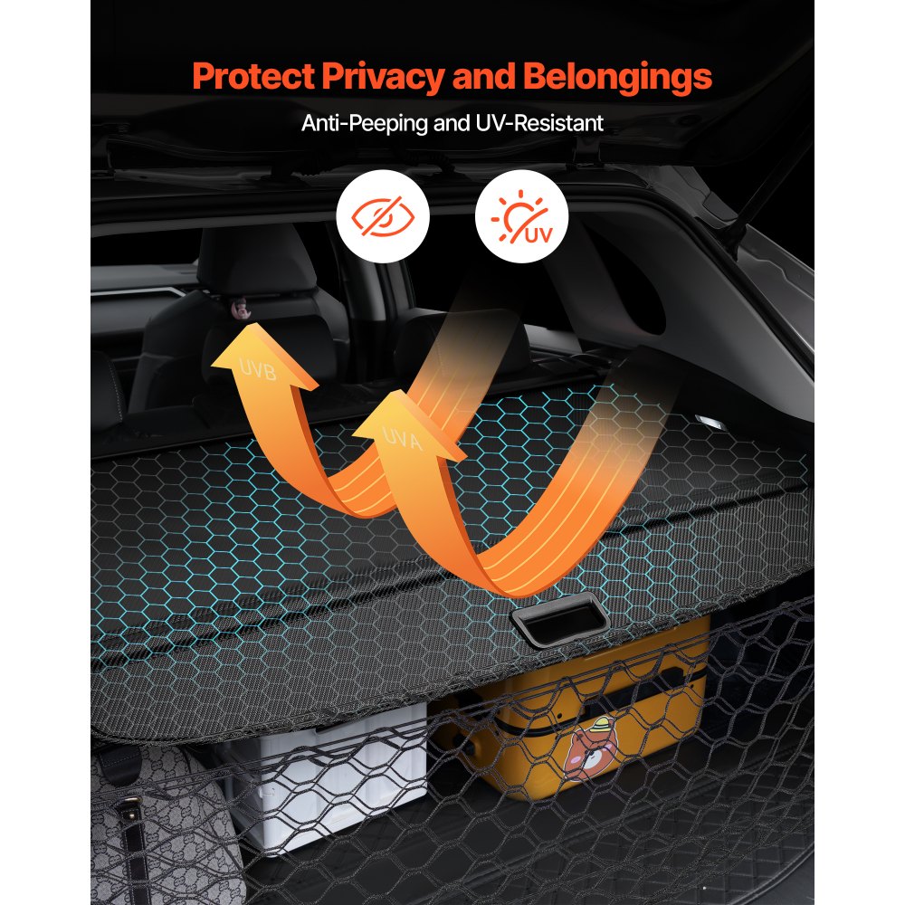VEVOR Retractable Cargo Cover, Upgraded Carbon Fiber Texture Trunk Cover, Anti-Peeping Luggage Privacy Shield, Easy Installation Security Shade with Cargo Net, for Hyundai Tucson 2021-2025 5-Seater