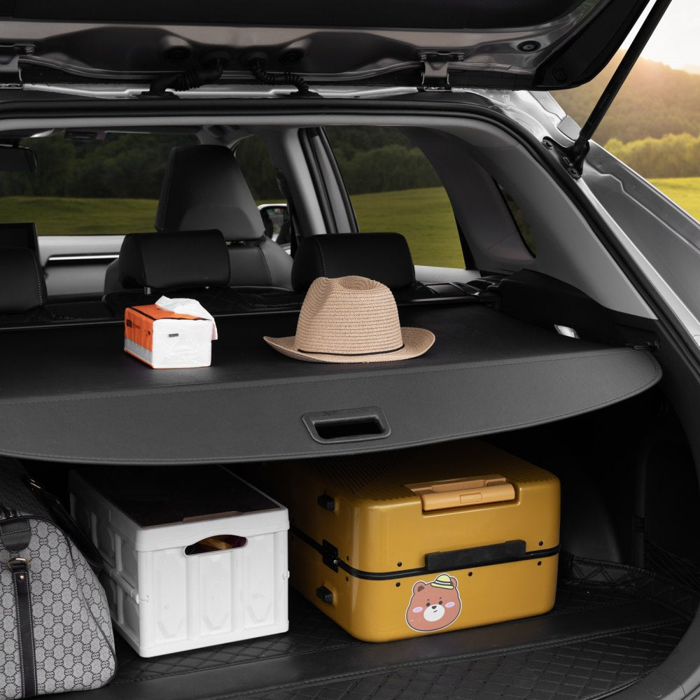 VEVOR Retractable Cargo Cover for Toyota, Upgraded Waterproof Trunk Cover Security Shield Shade for Toyota RAV4 2019-2025 5-Seater, UV Resistant Rear Trunk Cover, Aluminum Alloy & PVC Leather Texture