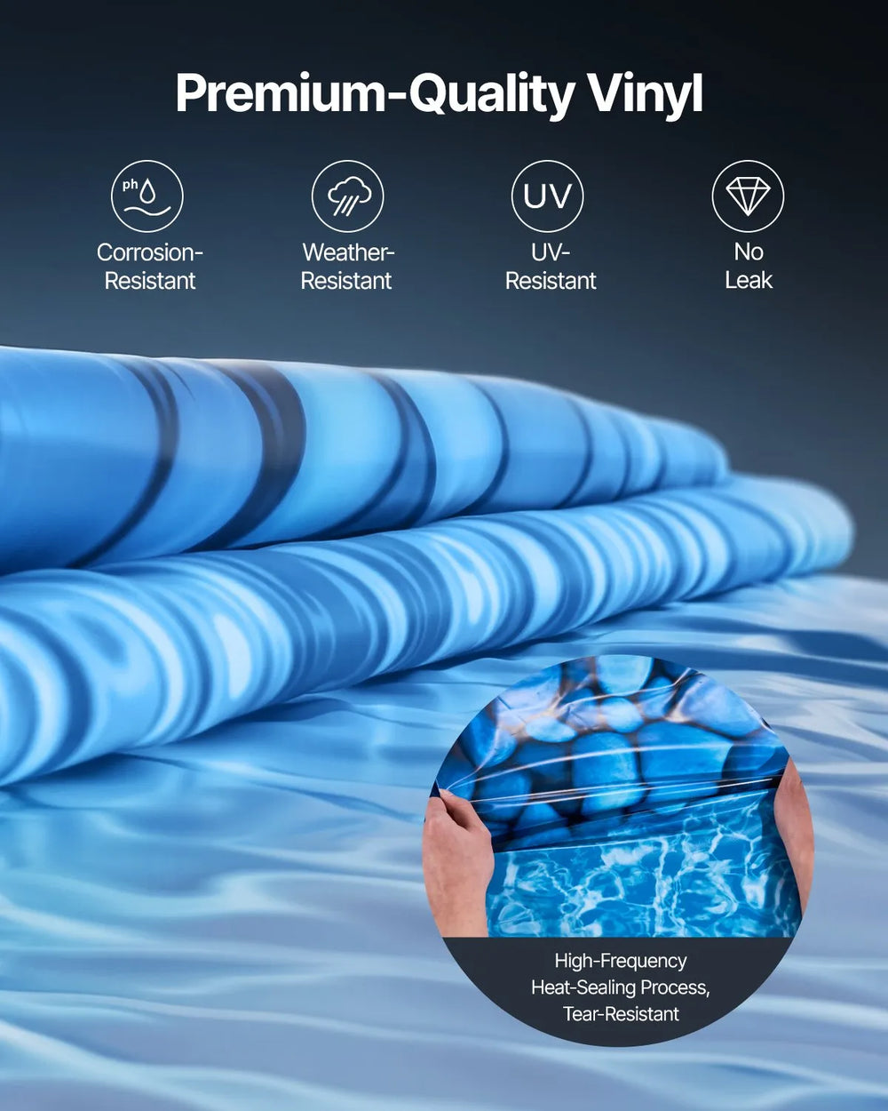 VEVOR 12 x 24 ft Oval Pool Liner, Unibead Above Ground Pool Liners, 52in Wall Height, Durable Standard Gauge Vinyl, Designed for Steel Sided Above-Ground Swimming Pools