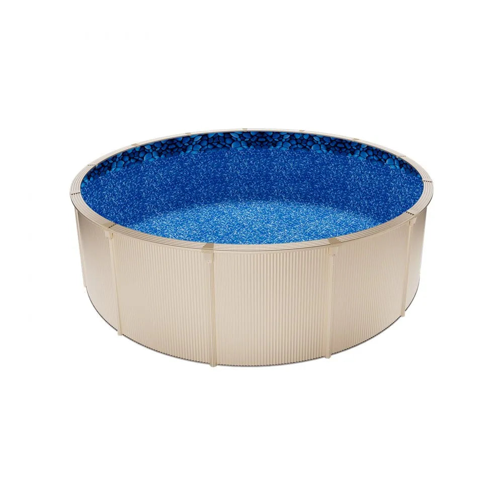 VEVOR 15ft Pool Liner, Round Overlap Swimming Pool Liner for 54 in Wall Height, Premium Vinyl, Easy Install with Leak-Proof Patches, Designed for Steel Sided Above-Ground,Outdoor, Boulder Swirl