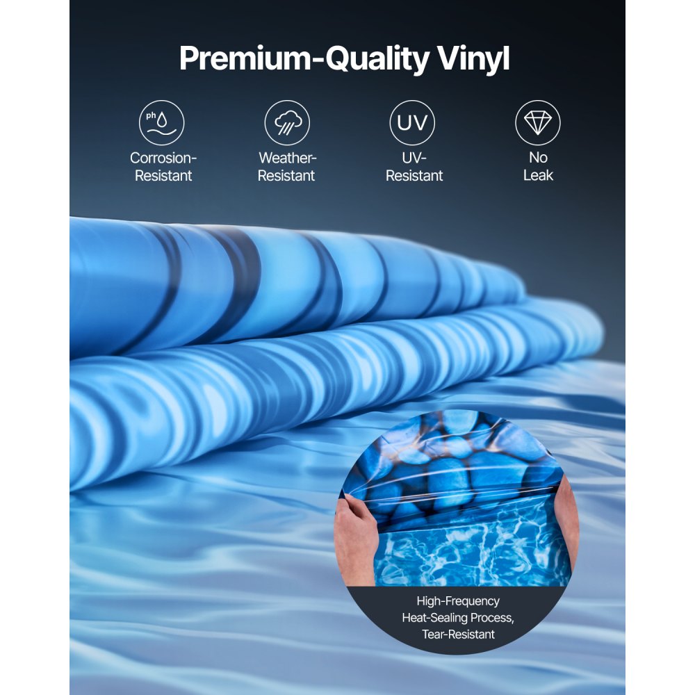 VEVOR 8-ft Round Above Ground Pool Liner, Overlap Pool Liners, Standard Gauge Vinyl, 48-to-54inch Wall Height, Designed for Steel Sided Above-Ground Swimming Pools