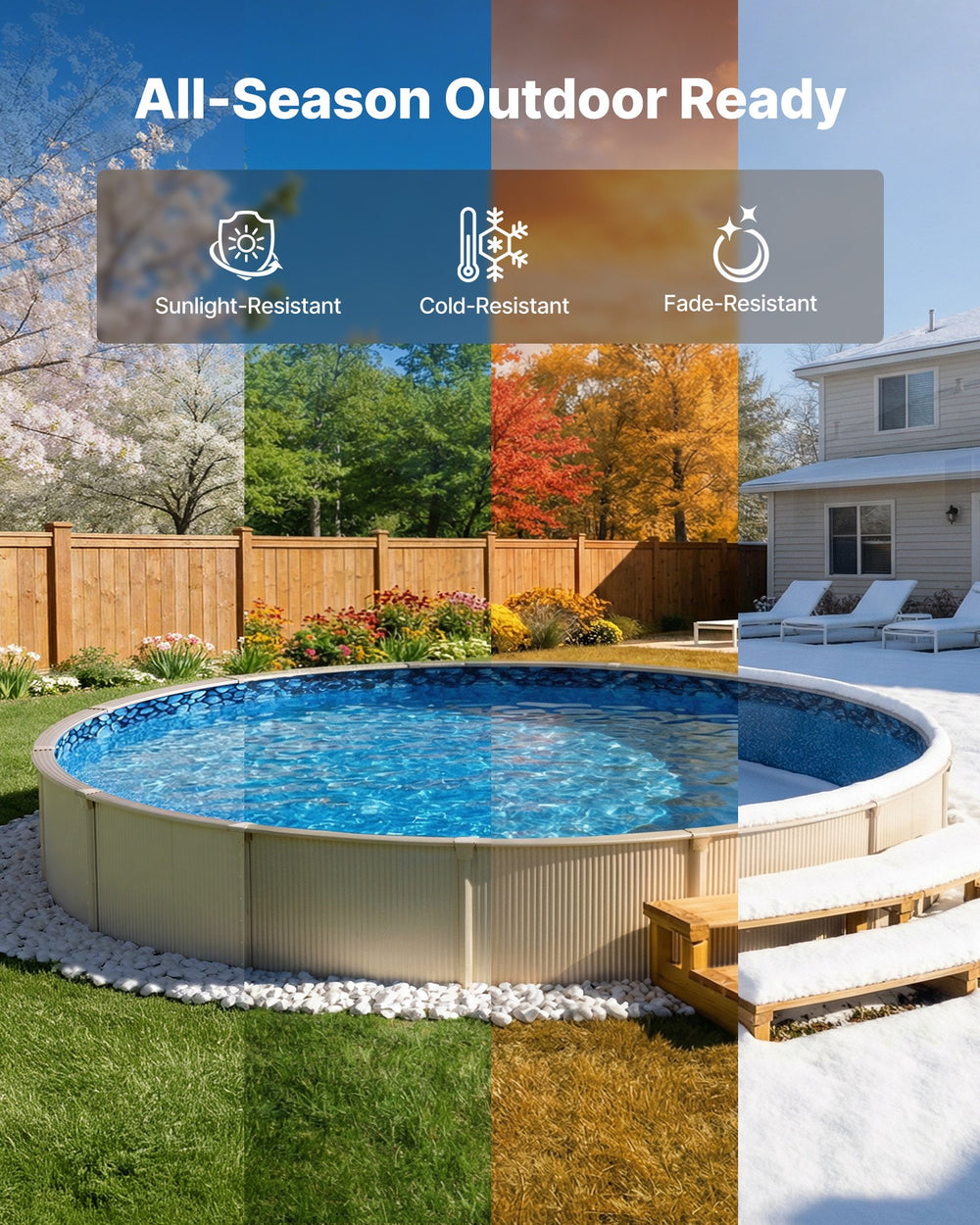 VEVOR 24ft Pool Liner, Round UniBead Swimming Pool Liner for 52 in Wall Height, Premium Vinyl, Easy Install with Leak-Proof Patches, Designed for Steel Sided Above-Ground,Outdoor, Boulder Swirl