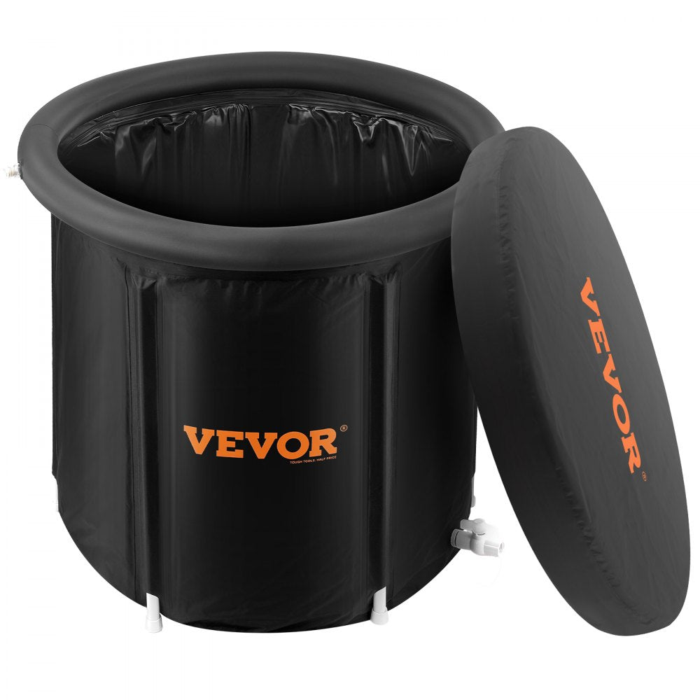 VEVOR Ice Bath Tub, Cold Water Therapy Plunge Tub for Athletes, Portable Outdoor Ice Barrel Plunge Pool for Recovery, 105 Gal Inflatable Folding Bathtub with Cover, Home Ice Pod for Adult, 34"Lx30"H