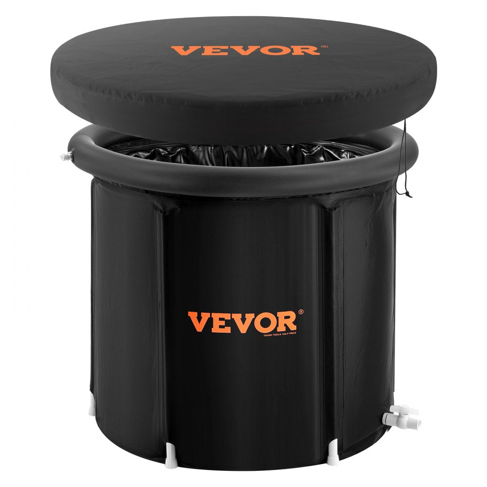 VEVOR Ice Bath Tub, Cold Water Therapy Plunge Tub for Athlete, Portable Outdoor Ice Barrel Plunge Pool for Recovery, 98 Gal Inflatable Folding Bathtub with Cover, Home Ice Pod for Adult, 35.4"Lx30"H
