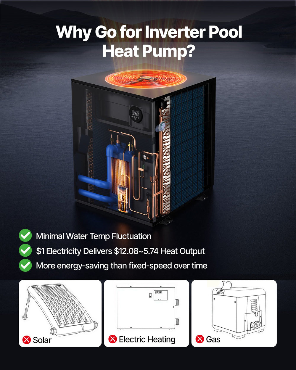 VEVOR pool heat pump - angled view 1