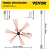 VEVOR Chimney Sweep Kit 26FT Length, Chimney Brush Kit with 8 Nylon Flexible Rods and 2 Brush Head, Rotary Chimney Cleaning Kit Driven by Drill, Chimney Cleaning Tool Kits for Sweeping Fireplace