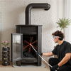 VEVOR Chimney Sweep Kit, 30 ft Maximum Extendable Length Chimney Sweep, Chimneys Cleaning Kit with Bristle Replacements & Goggles, 90° Bendable Fireplace Cleaning Tool, for Square, Rectangle Chimneys