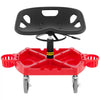 VEVOR Rolling Garage Stool, 300LBS Capacity, Adjustable Height from 18 in to 23 in, 360-degree Swivel Wheels (4\"), Large Tool Tray with Two Bottle Holder, for Workshop, Auto Repair Shop, Red