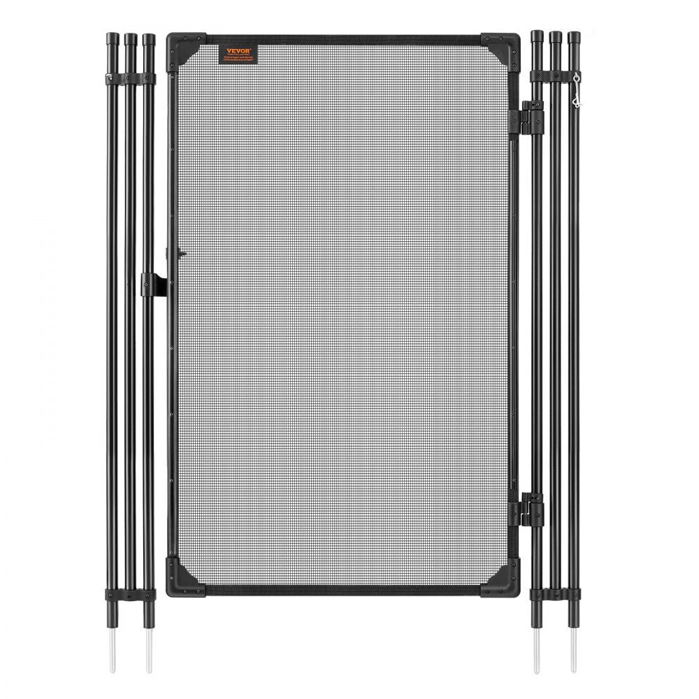 VEVOR Pool Fence Gate, 4 x 2.5 ft Inground Swimming Pool Fences Gate, Outdoor Security Fencing Door Kit with Metal Latch, 352 gsm Teslin PVC Mesh, Round Tube, Lockable and Easy Installation, Black