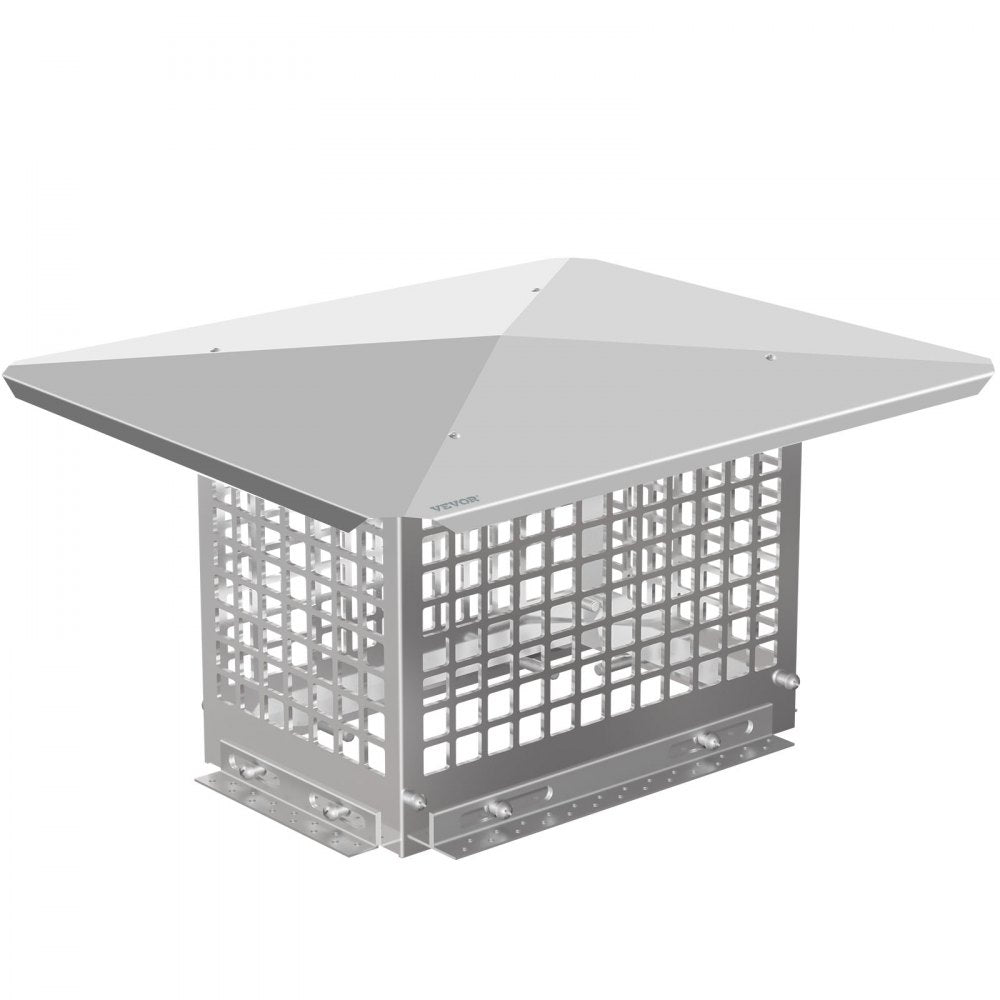 VEVOR Chimney Cap, 8\" x 13\" Flue Caps, 304 Stainless Steel Fireplace Chimney Cover, Adjustable Metal Spark Arrestor with Bolts Screws, Mesh Chimney Flue Cover for Outside Existing Clay Flue Tile