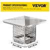 VEVOR Chimney Cap, 8\" x 8\" Flue Caps, 304 Stainless Steel Fireplace Chimney Cover, Adjustable Metal Spark Arrestor with Bolts Screws, Mesh Chimney Flue Cover for Outside Existing Clay Flue Tile