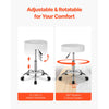VEVOR Rolling Stool with Wheels, 450 LBS Weight Capacity Round Rolling Stool Chair, Height Adjustable Thickened PU Leather Swivel Stool for Salon, Spa, Massage, Tattoo, Clinic, White