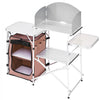 VEVOR Outdoor 2-Tier Kitchen with Zippered Bag, Portable Folding Cook Table for BBQ, Party and Camping, Brown