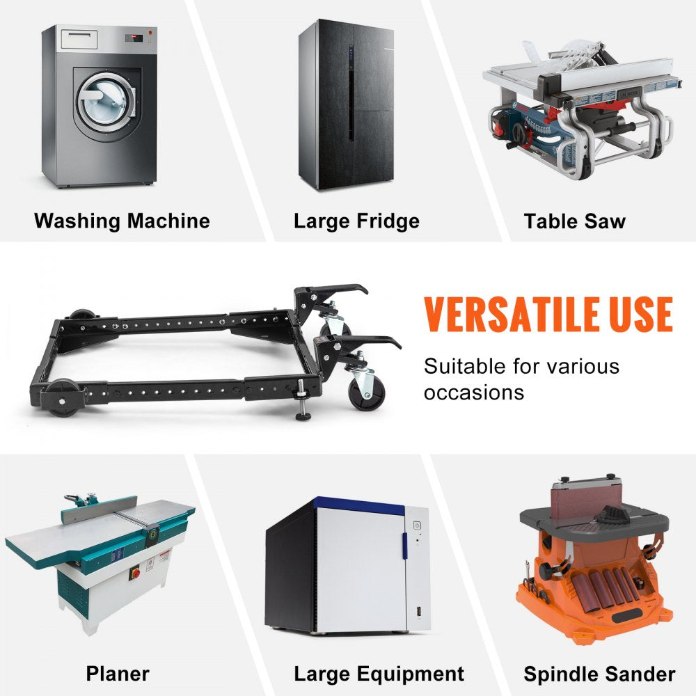 VEVOR Mobile Base, 700 lbs Weight Capacity, Adjustable from 15" x 15" to 36" x 36", Heavy Duty Universal Mobile Base Stand with Swivel Wheels, for Woodworking Equipment, Bandsaw, Power Tools, Machines