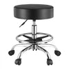 VEVOR Rolling Stool with Foot Rest and Wheels, 450 LBS Weight Capacity Round Rolling Stool Chair, Height Adjustable Thickened PU Leather Swivel Stool for Salon, Spa, Massage, Tattoo, Clinic, Black