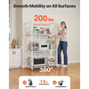 VEVOR 4-Tier Foldable Storage Shelf, 36W x 21D x 60 H Inch Folding Metal Rack Shelving Unit, No Assembly Organizer Shelf with 5 Wheels & 4 Hooks for Pantry, Kitchen, Garage, Basement, White