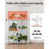 VEVOR 4-Tier Foldable Storage Shelf, 36W x 21D x 60 H Inch Folding Metal Rack Shelving Unit, No Assembly Organizer Shelf with 5 Wheels & 4 Hooks for Pantry, Kitchen, Garage, Basement, White