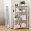 VEVOR 4-Tier Foldable Storage Shelf, 36W x 21D x 60 H Inch Folding Metal Rack Shelving Unit, No Assembly Organizer Shelf with 5 Wheels & 4 Hooks for Pantry, Kitchen, Garage, Basement, White