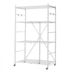 VEVOR 4-Tier Foldable Storage Shelf, 36W x 21D x 60 H Inch Folding Metal Rack Shelving Unit, No Assembly Organizer Shelf with 5 Wheels & 4 Hooks for Pantry, Kitchen, Garage, Basement, White
