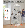 VEVOR 5-Tier Foldable Storage Shelf, 32W x 14D x 72H Inch Folding Metal Rack Shelving Unit, No Assembly Organizer Shelf with 5 Wheels & 4 Hooks for Pantry, Kitchen, Garage, Basement, White