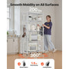 VEVOR 5-Tier Foldable Storage Shelf, 28 W x 15D x 64H Inch Folding Metal Rack Shelving Unit, No Assembly Organizer Shelf with 5 Wheels & 4 Hooks for Pantry, Kitchen, Garage, Basement, White