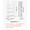 VEVOR 5-Tier Foldable Storage Shelf, 28 W x 15D x 64H Inch Folding Metal Rack Shelving Unit, No Assembly Organizer Shelf with 5 Wheels & 4 Hooks for Pantry, Kitchen, Garage, Basement, White