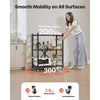 VEVOR 3-Tier Foldable Storage Shelf, 28W x 13D x 36H Inch Folding Metal Rack Shelving Unit, No Assembly Organizer Shelf with 5 Wheels & 4 Hooks for Pantry, Kitchen, Garage, Basement, Black